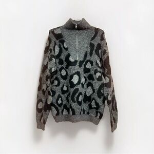 RD Style NWT Size M Leopard Animal Print Black Gray Wool Blend Sweater Mob Wife